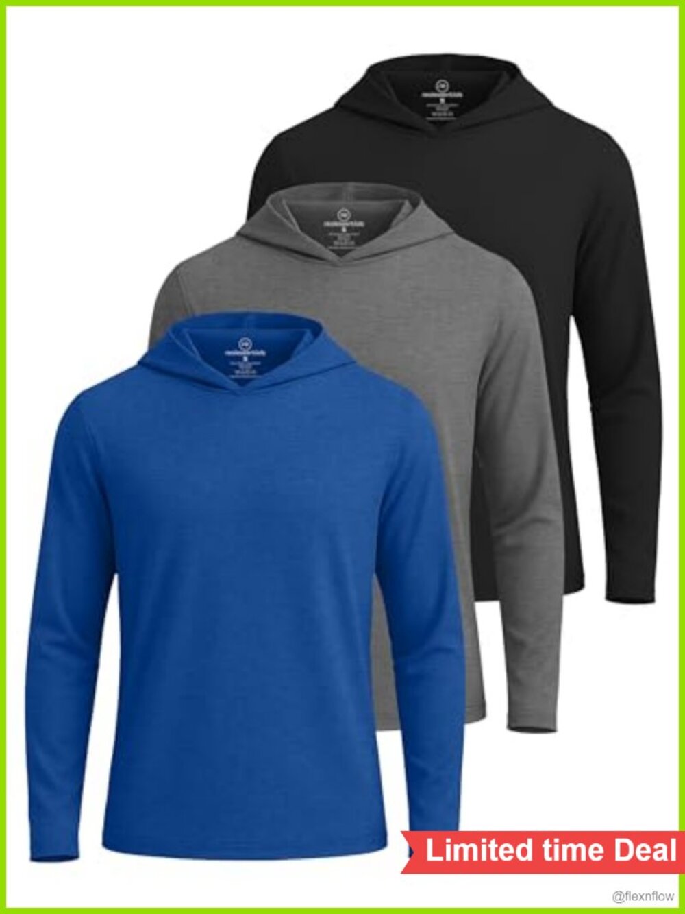 3 Pack Men's Athletic Pullover Hoodies Moisture Wicking UPF Sun Shirts